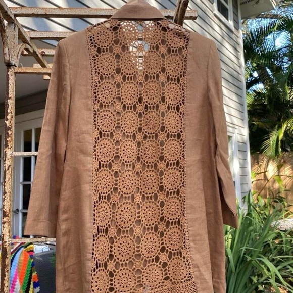 Vintage 80s linen crochet blazer jacket 
Made in USA - Picture 4 of 4